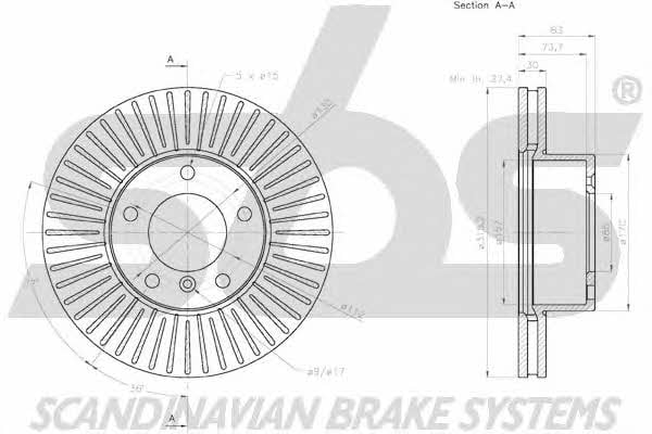 SBS 18152033121 Front brake disc ventilated 18152033121: Buy near me in Poland at 2407.PL - Good price!
