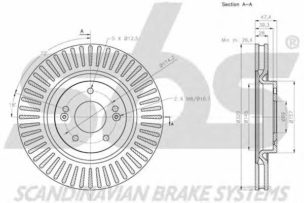 SBS 1815203443 Front brake disc ventilated 1815203443: Buy near me in Poland at 2407.PL - Good price!