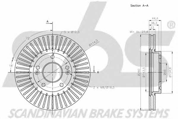 SBS 1815203445 Front brake disc ventilated 1815203445: Buy near me in Poland at 2407.PL - Good price!