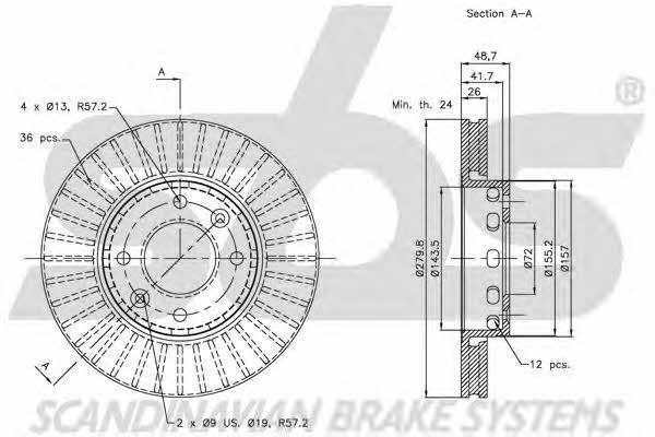 SBS 1815203511 Front brake disc ventilated 1815203511: Buy near me in Poland at 2407.PL - Good price!
