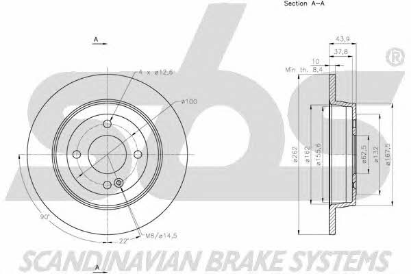 SBS 1815203539 Rear brake disc, non-ventilated 1815203539: Buy near me in Poland at 2407.PL - Good price!