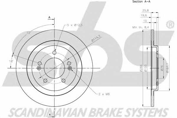 SBS 1815203541 Rear brake disc, non-ventilated 1815203541: Buy near me in Poland at 2407.PL - Good price!