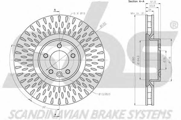 SBS 1815204042 Front brake disc ventilated 1815204042: Buy near me in Poland at 2407.PL - Good price!