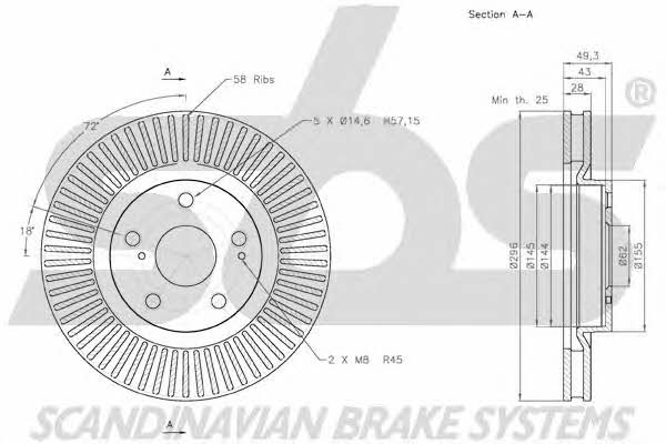 SBS 18152045117 Front brake disc ventilated 18152045117: Buy near me in Poland at 2407.PL - Good price!