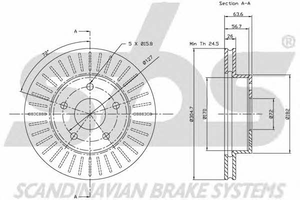 SBS 1815209303 Front brake disc ventilated 1815209303: Buy near me in Poland at 2407.PL - Good price!