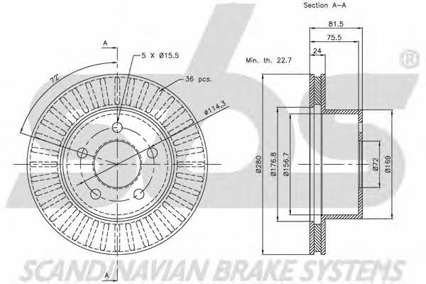 SBS 1815209306 Front brake disc ventilated 1815209306: Buy near me in Poland at 2407.PL - Good price!