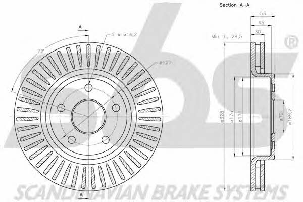SBS 1815209317 Front brake disc ventilated 1815209317: Buy near me in Poland at 2407.PL - Good price!