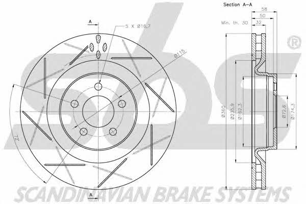 SBS 1815209318 Front brake disc ventilated 1815209318: Buy near me in Poland at 2407.PL - Good price!