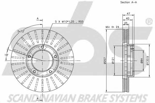 SBS 1815209949 Front brake disc ventilated 1815209949: Buy near me in Poland at 2407.PL - Good price!