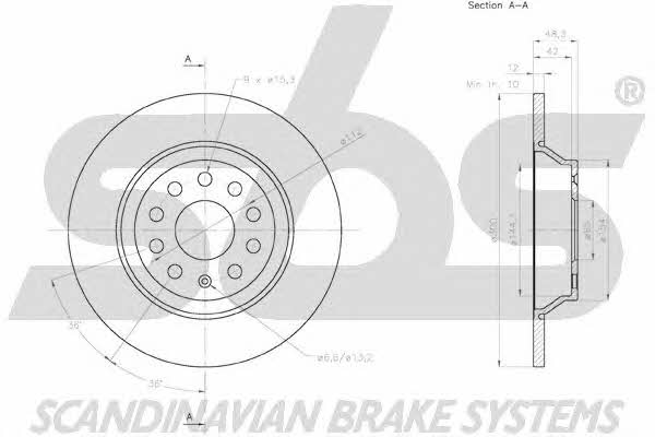 SBS 18152047160 Rear brake disc, non-ventilated 18152047160: Buy near me in Poland at 2407.PL - Good price!