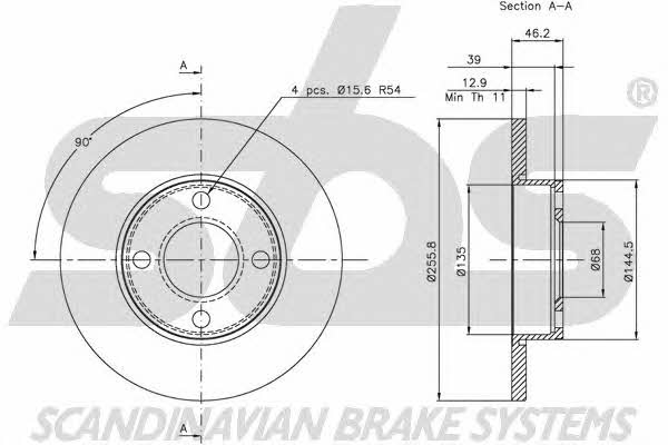 SBS 1815204718 Unventilated front brake disc 1815204718: Buy near me in Poland at 2407.PL - Good price!