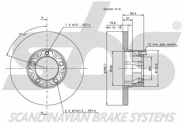 SBS 1815204721 Unventilated front brake disc 1815204721: Buy near me in Poland at 2407.PL - Good price!