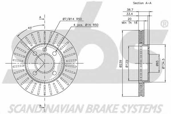 SBS 1815204724 Front brake disc ventilated 1815204724: Buy near me in Poland at 2407.PL - Good price!