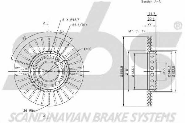 SBS 1815204758 Front brake disc ventilated 1815204758: Buy near me in Poland at 2407.PL - Good price!