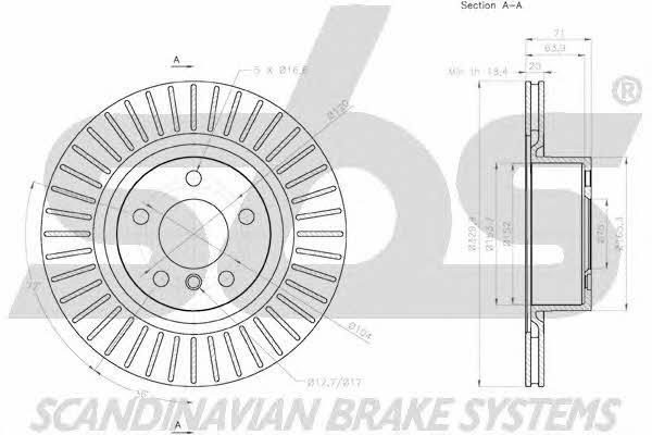 SBS 18152015105 Rear ventilated brake disc 18152015105: Buy near me in Poland at 2407.PL - Good price!