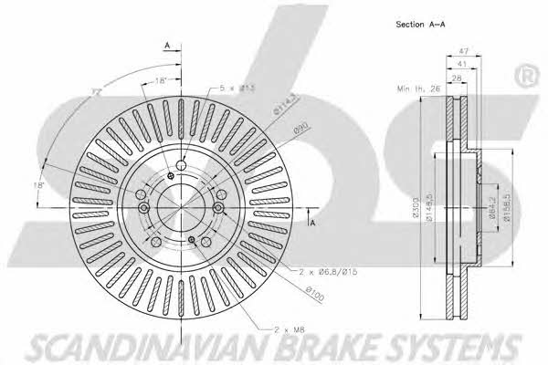 SBS 1815202658 Front brake disc ventilated 1815202658: Buy near me in Poland at 2407.PL - Good price!