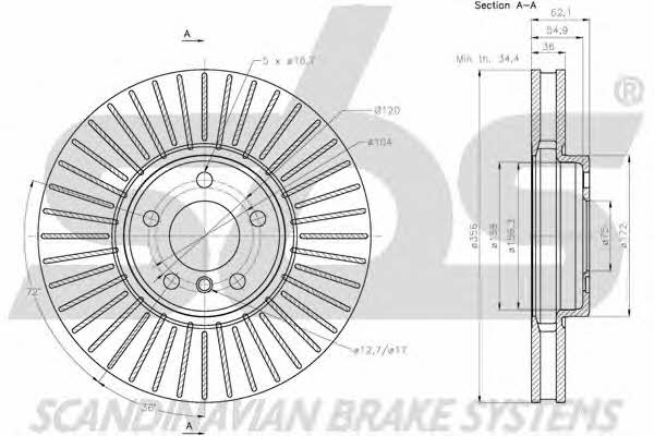 SBS 1815201584 Front brake disc ventilated 1815201584: Buy near me in Poland at 2407.PL - Good price!