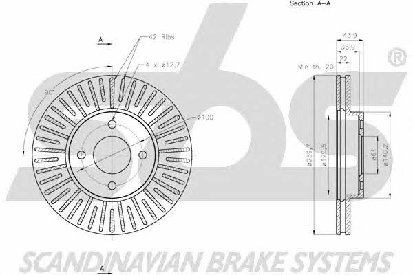 SBS 1815202278 Front brake disc ventilated 1815202278: Buy near me in Poland at 2407.PL - Good price!