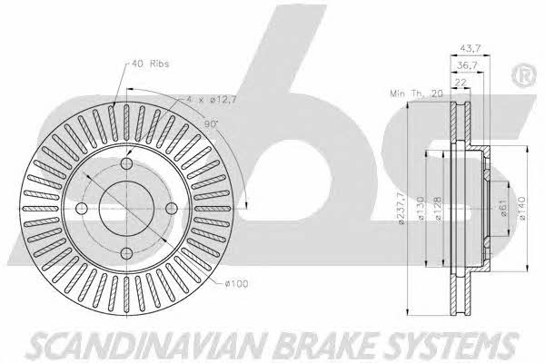 SBS 1815202282 Front brake disc ventilated 1815202282: Buy near me in Poland at 2407.PL - Good price!
