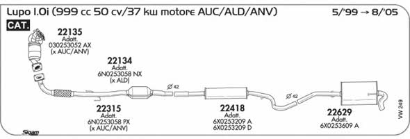 Sigam VW249 Система випуску відпрацьованих газів VW249: Приваблива ціна - Купити у Польщі на 2407.PL!