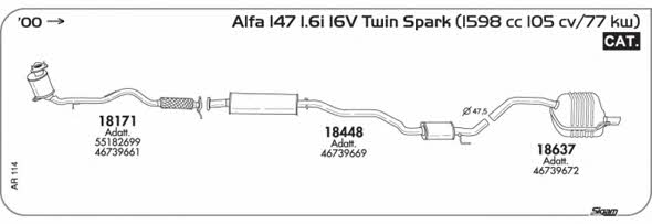 Sigam AR114 Система випуску відпрацьованих газів AR114: Приваблива ціна - Купити у Польщі на 2407.PL!