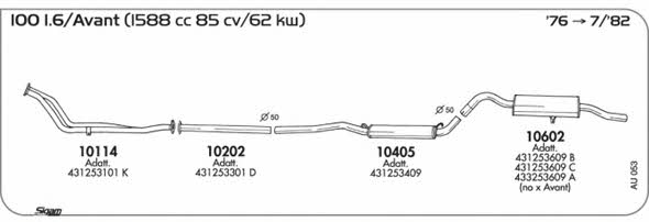 Sigam AU053 Система выпуска отработаных газов AU053: Отличная цена - Купить в Польше на 2407.PL!