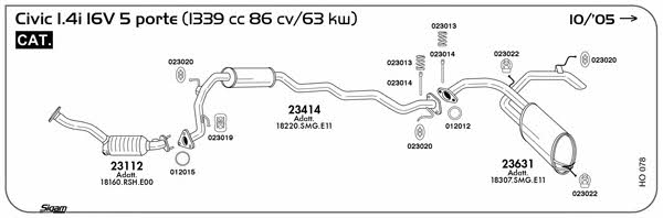 Sigam HO078 Система выпуска отработаных газов HO078: Купить в Польше - Отличная цена на 2407.PL!