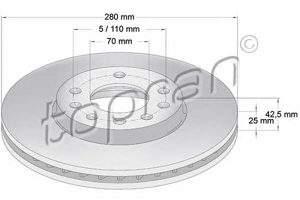 Topran 205 524 Front brake disc ventilated 205524: Buy near me in Poland at 2407.PL - Good price!