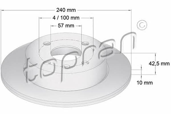 Topran 205 525 Тормозной диск задний невентилируемый 205525: Купить в Польше - Отличная цена на 2407.PL!