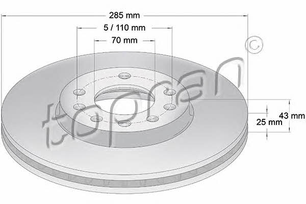 Topran 206 511 Front brake disc ventilated 206511: Buy near me in Poland at 2407.PL - Good price!