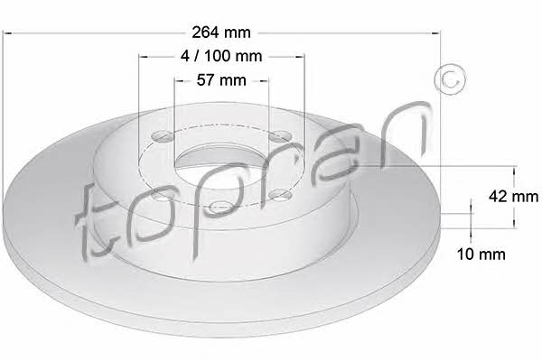 Topran 206 860 Rear brake disc, non-ventilated 206860: Buy near me in Poland at 2407.PL - Good price!