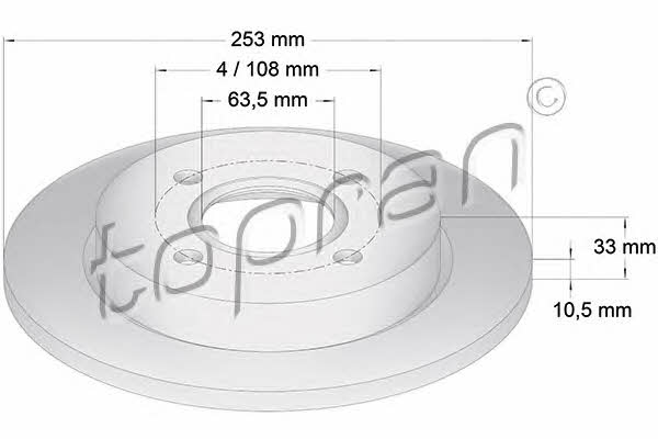 Topran 300 293 Rear brake disc, non-ventilated 300293: Buy near me at 2407.PL in Poland at an Affordable price!