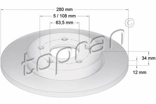 Topran 301 957 Rear brake disc, non-ventilated 301957: Buy near me in Poland at 2407.PL - Good price!