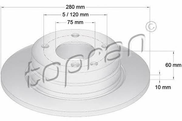 Topran 500 564 Тормозной диск задний невентилируемый 500564: Отличная цена - Купить в Польше на 2407.PL!
