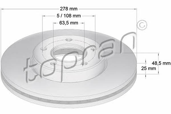 Topran 302 335 Front brake disc ventilated 302335: Buy near me in Poland at 2407.PL - Good price!