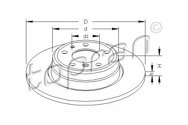 Topran 500 566 Rear brake disc, non-ventilated 500566: Buy near me in Poland at 2407.PL - Good price!