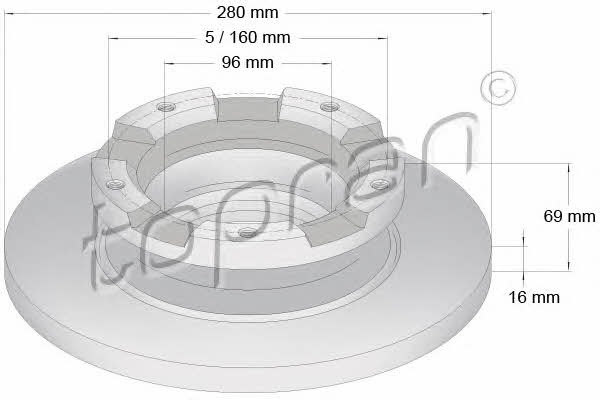 Topran 303 971 Rear brake disc, non-ventilated 303971: Buy near me in Poland at 2407.PL - Good price!