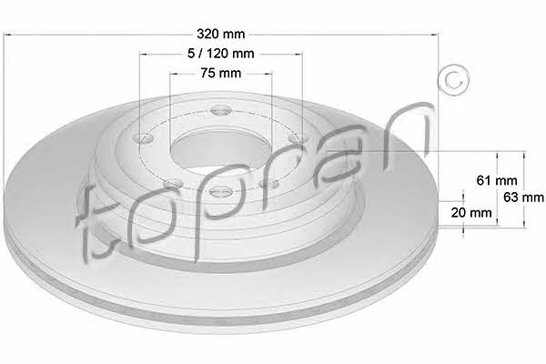 Topran 500 948 Rear ventilated brake disc 500948: Buy near me in Poland at 2407.PL - Good price!
