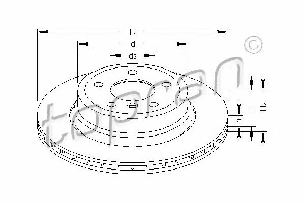 Topran 501 193 Rear ventilated brake disc 501193: Buy near me in Poland at 2407.PL - Good price!