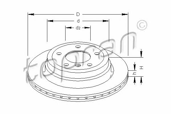 Topran 501 717 Rear ventilated brake disc 501717: Buy near me in Poland at 2407.PL - Good price!