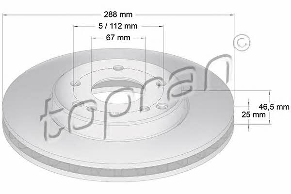 Topran 400 854 Front brake disc ventilated 400854: Buy near me in Poland at 2407.PL - Good price!