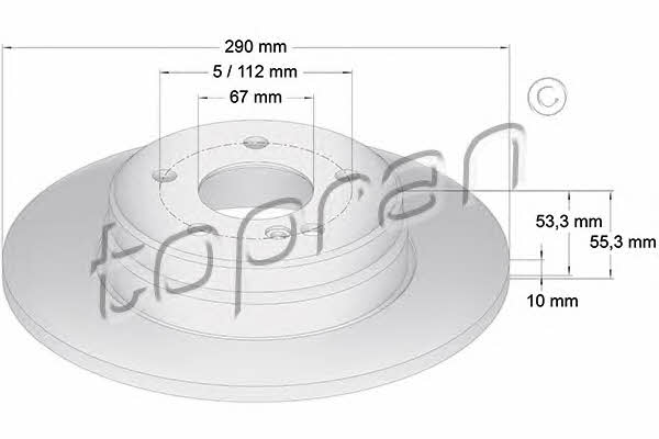 Topran 400 863 Rear brake disc, non-ventilated 400863: Buy near me at 2407.PL in Poland at an Affordable price!