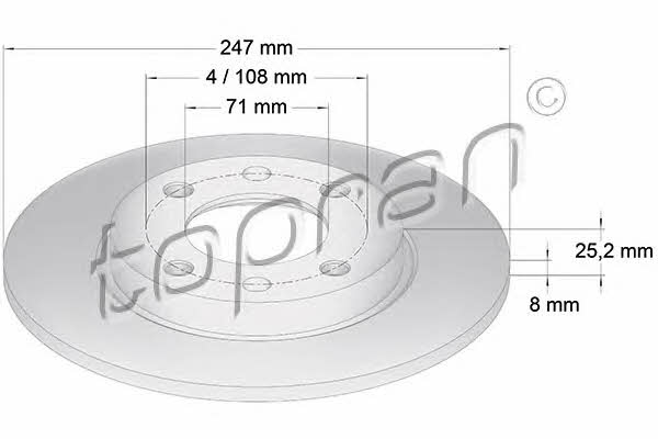 Topran 720 243 Rear brake disc, non-ventilated 720243: Buy near me in Poland at 2407.PL - Good price!