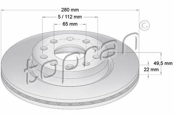 Topran 110 074 Front brake disc ventilated 110074: Buy near me in Poland at 2407.PL - Good price!