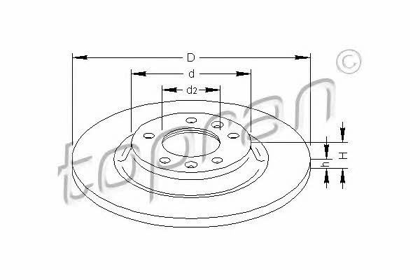 Topran 721 186 Rear brake disc, non-ventilated 721186: Buy near me at 2407.PL in Poland at an Affordable price!