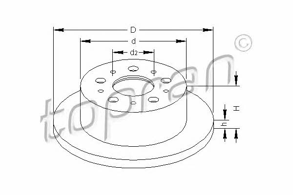 Topran 722 596 Rear brake disc, non-ventilated 722596: Buy near me in Poland at 2407.PL - Good price!