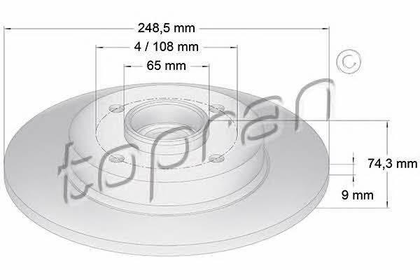 Topran 722 599 Rear brake disc, non-ventilated 722599: Buy near me at 2407.PL in Poland at an Affordable price!