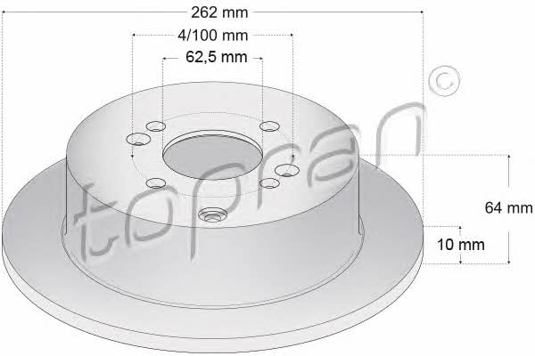 Topran 820 281 Rear brake disc, non-ventilated 820281: Buy near me in Poland at 2407.PL - Good price!