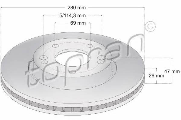 Topran 820 376 Front brake disc ventilated 820376: Buy near me at 2407.PL in Poland at an Affordable price!