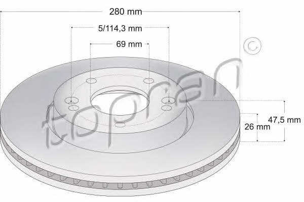 Topran 820 603 Front brake disc ventilated 820603: Buy near me at 2407.PL in Poland at an Affordable price!